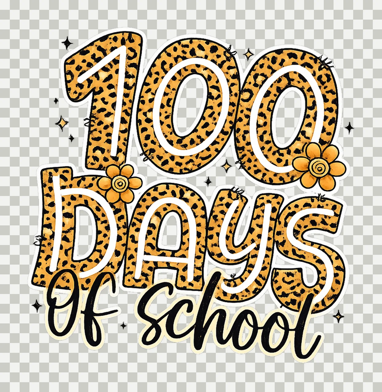 Leopard 100 days of school 100th day teacher design happy transparency and detail preview thumbnail