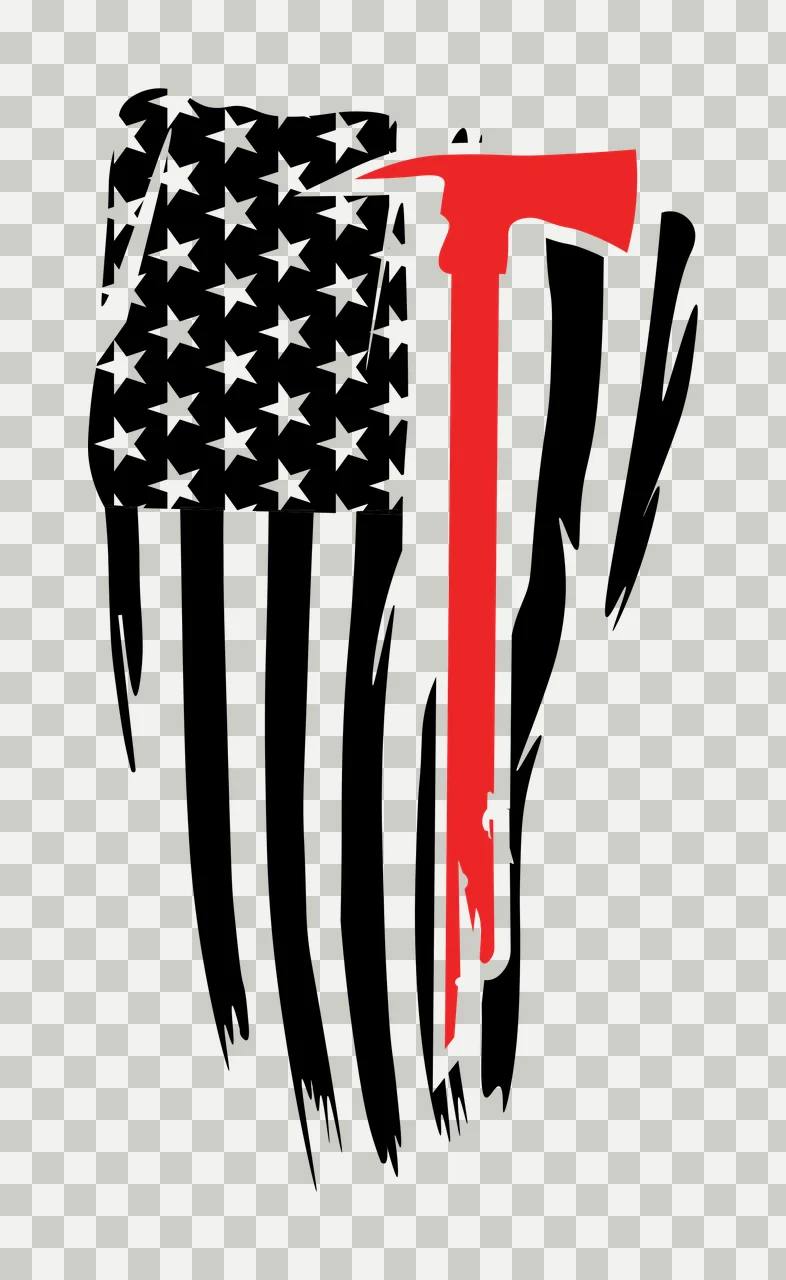 Flag Usa With Axe Silhouette National and Combining objects transparency and detail preview thumbnail