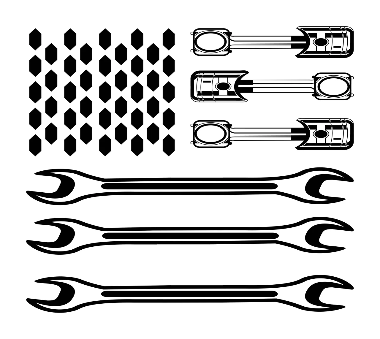 Mechanic Wrench And Piston Flag Design graphic wrenches pistons