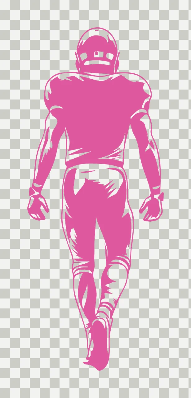 Football Standing Player In Back View helmet uniform graphic transparency and detail preview thumbnail
