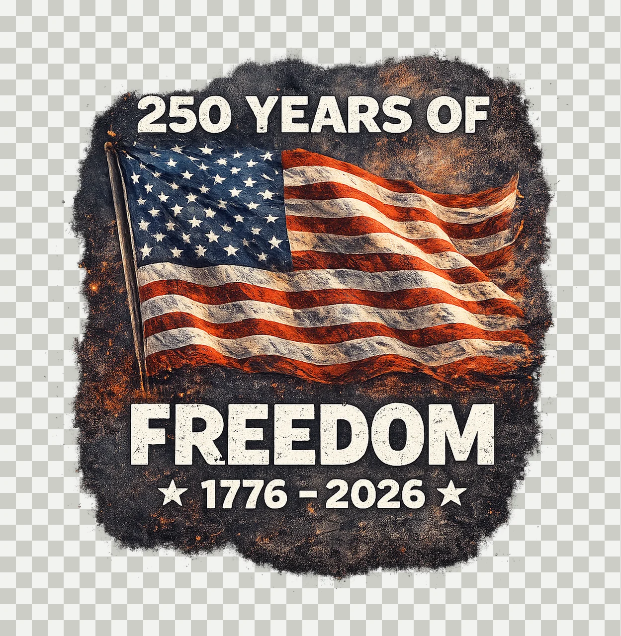 250 Years of Freedom Distressed USA Flag Design 4th of July transparency and detail preview thumbnail