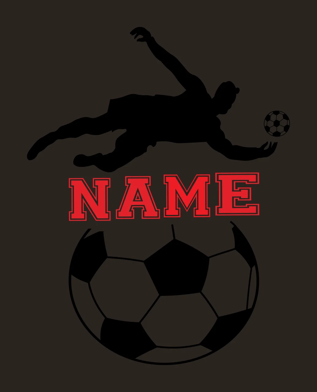 Soccer Name Silhouette Of Person Diving With Ball black white contrast preview thumbnail