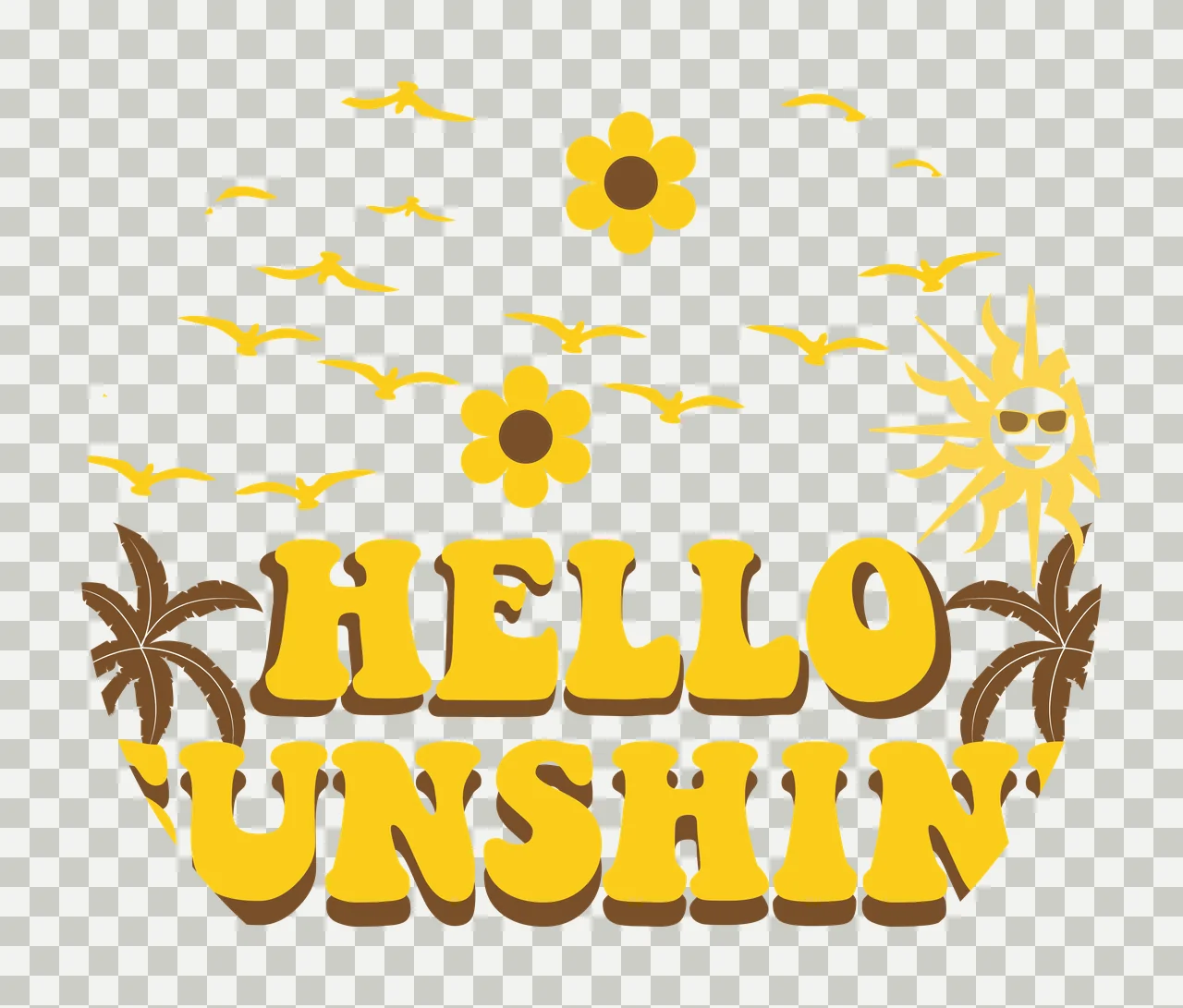 Keychain Circle Palm Sun Graphic enclosing tree flower bird transparency and detail preview thumbnail