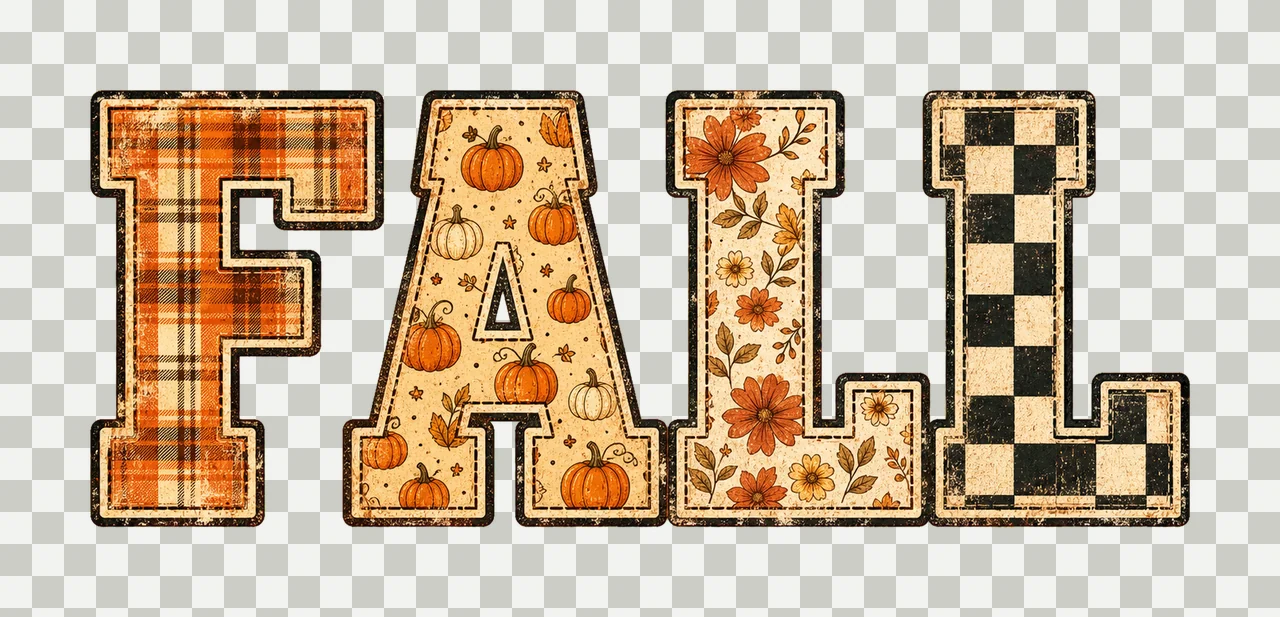 Fall Design Distressed Autumn varsity fall Variation D transparency and detail preview thumbnail
