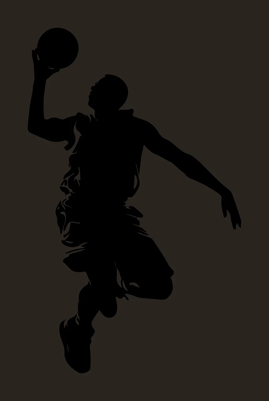 Player Silhouette Of A Jumping To Reach Ball high contrast contrast preview thumbnail