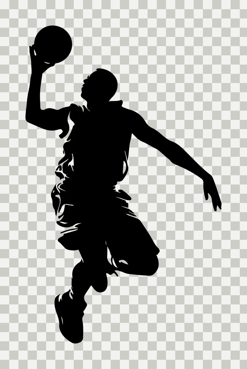 Player Silhouette Of A Jumping To Reach Ball high contrast transparency and detail preview thumbnail
