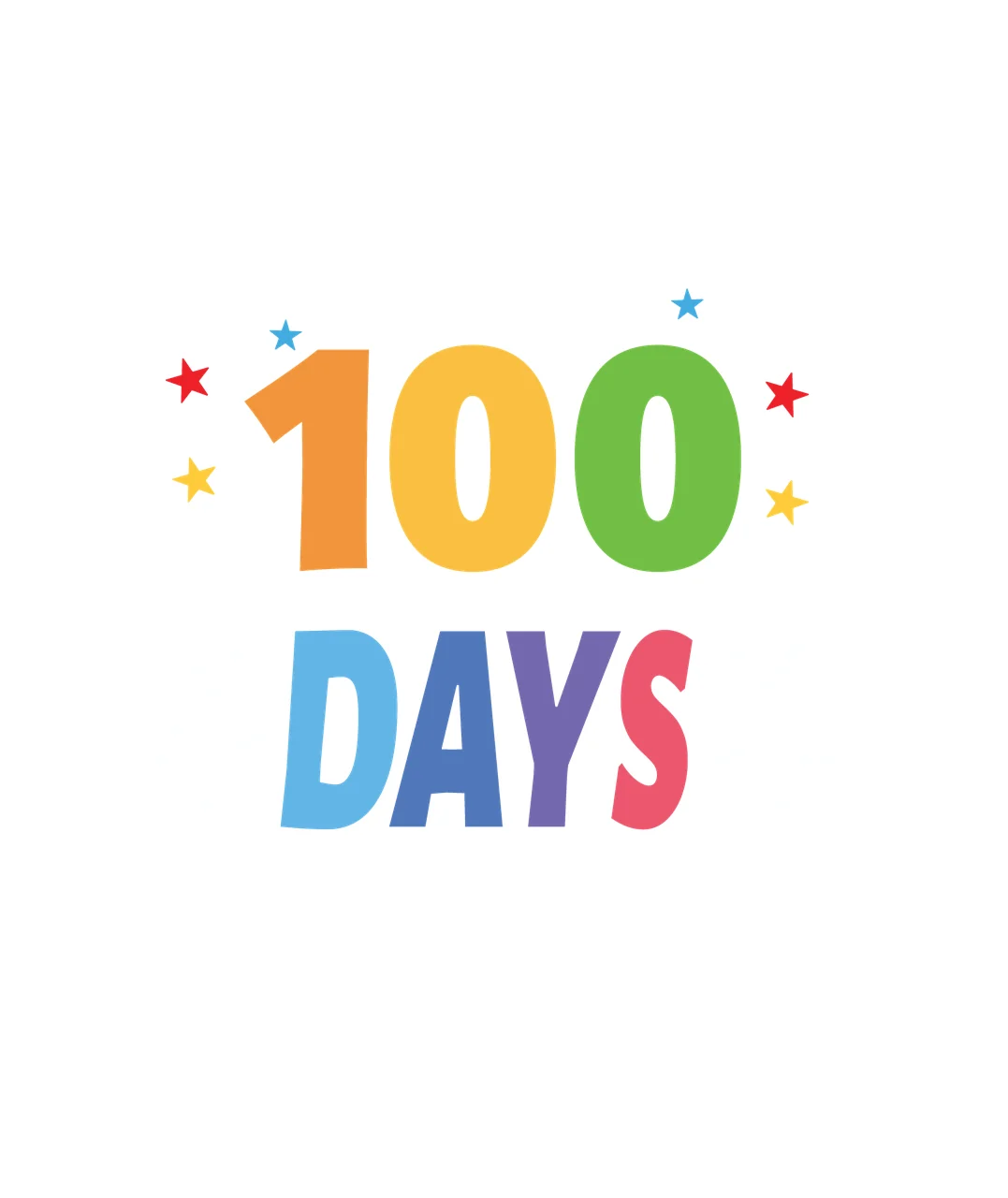 Happy 100 Days Of School Text typography stars lines black