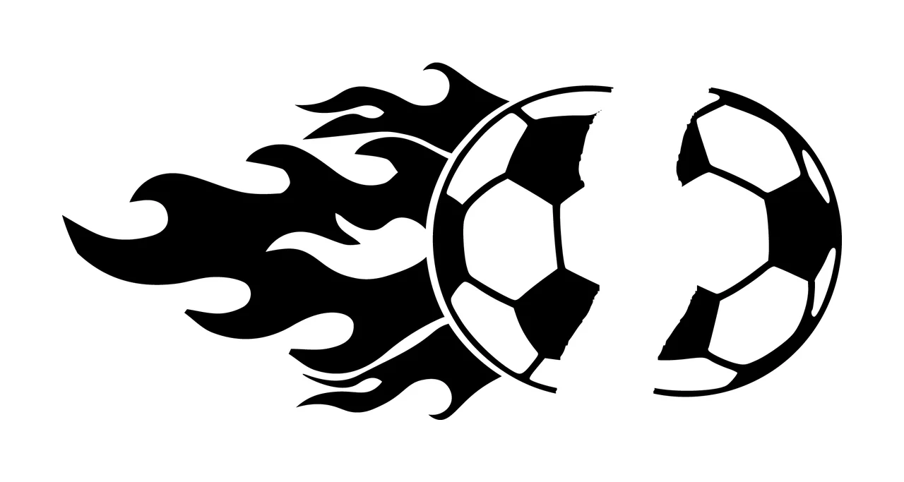Soccer Black Flame Trail Ball Graphic moving fire flames white
