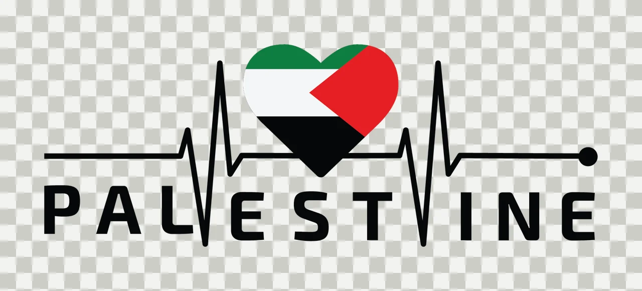 Palestine Text With Heart Heartbeat Line minimalist silhouette transparency and detail preview thumbnail