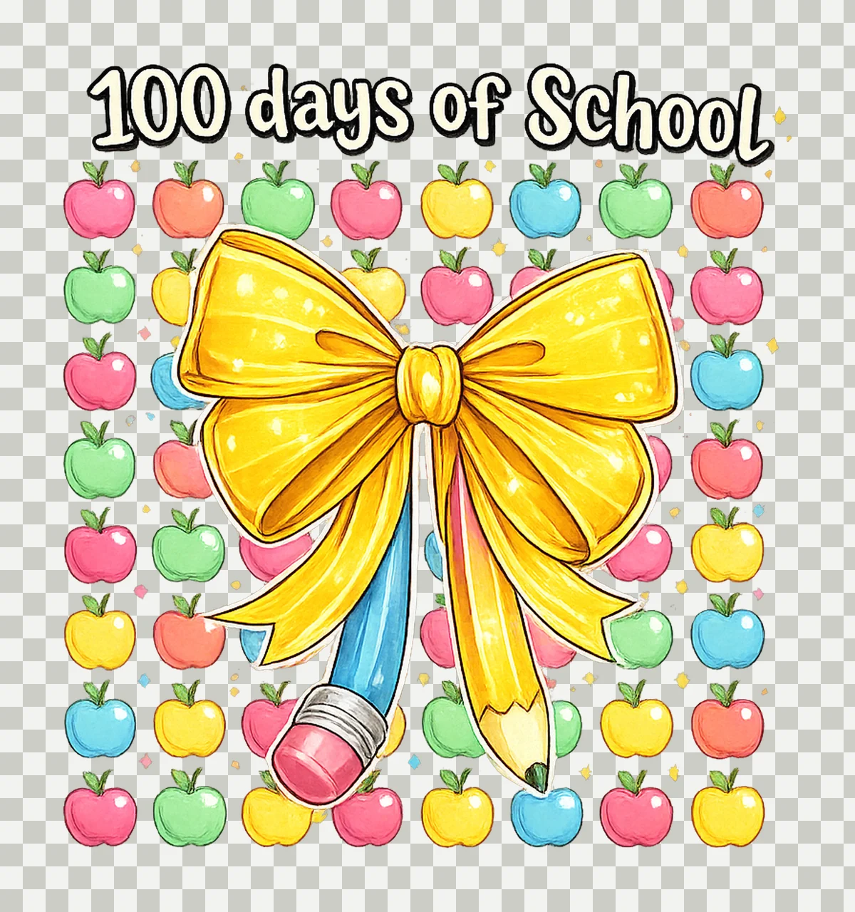 100 Days Of School Teacher Coquette Bow Pencil Design Cute transparency and detail preview thumbnail