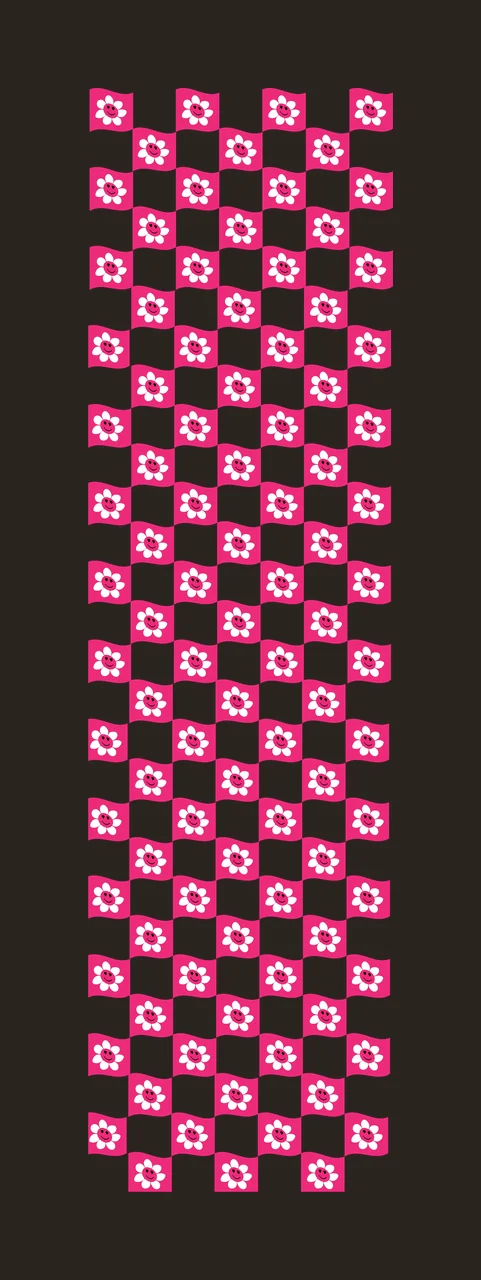 Checkered Column Of Floral Flags pattern flowers black white contrast preview thumbnail