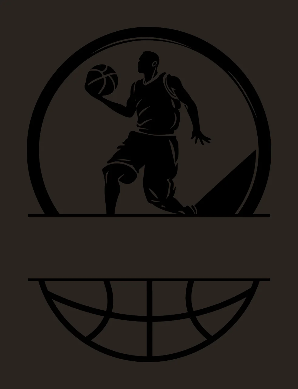 Basketball Player And Ball Emblem dribbling circle silhouette contrast preview thumbnail