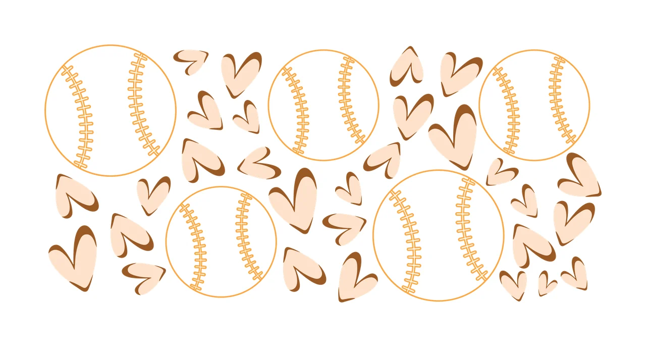 Can Glass Wrap Baseball Hearts Pattern Black scattering heart