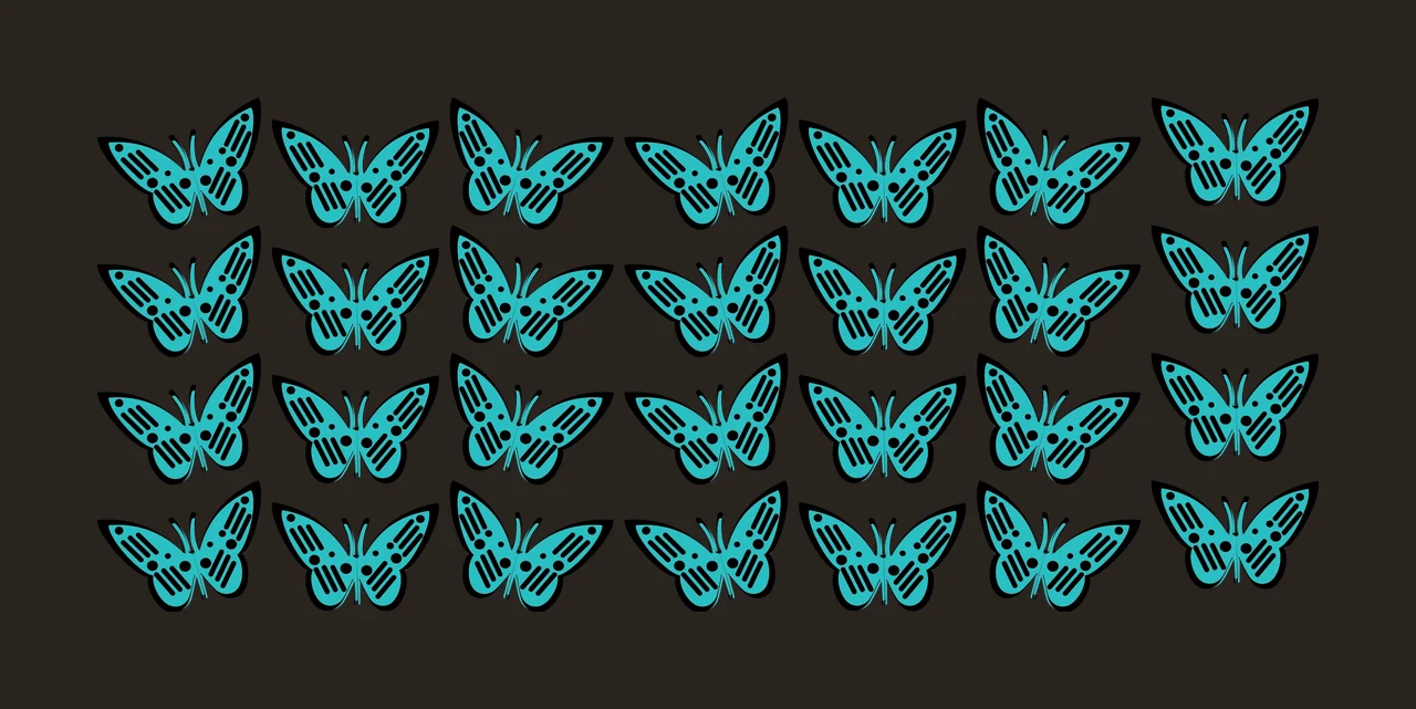 Can Glass Wrap Black Butterfly Silhouettes Repeating Grid Silhouette contrast preview thumbnail