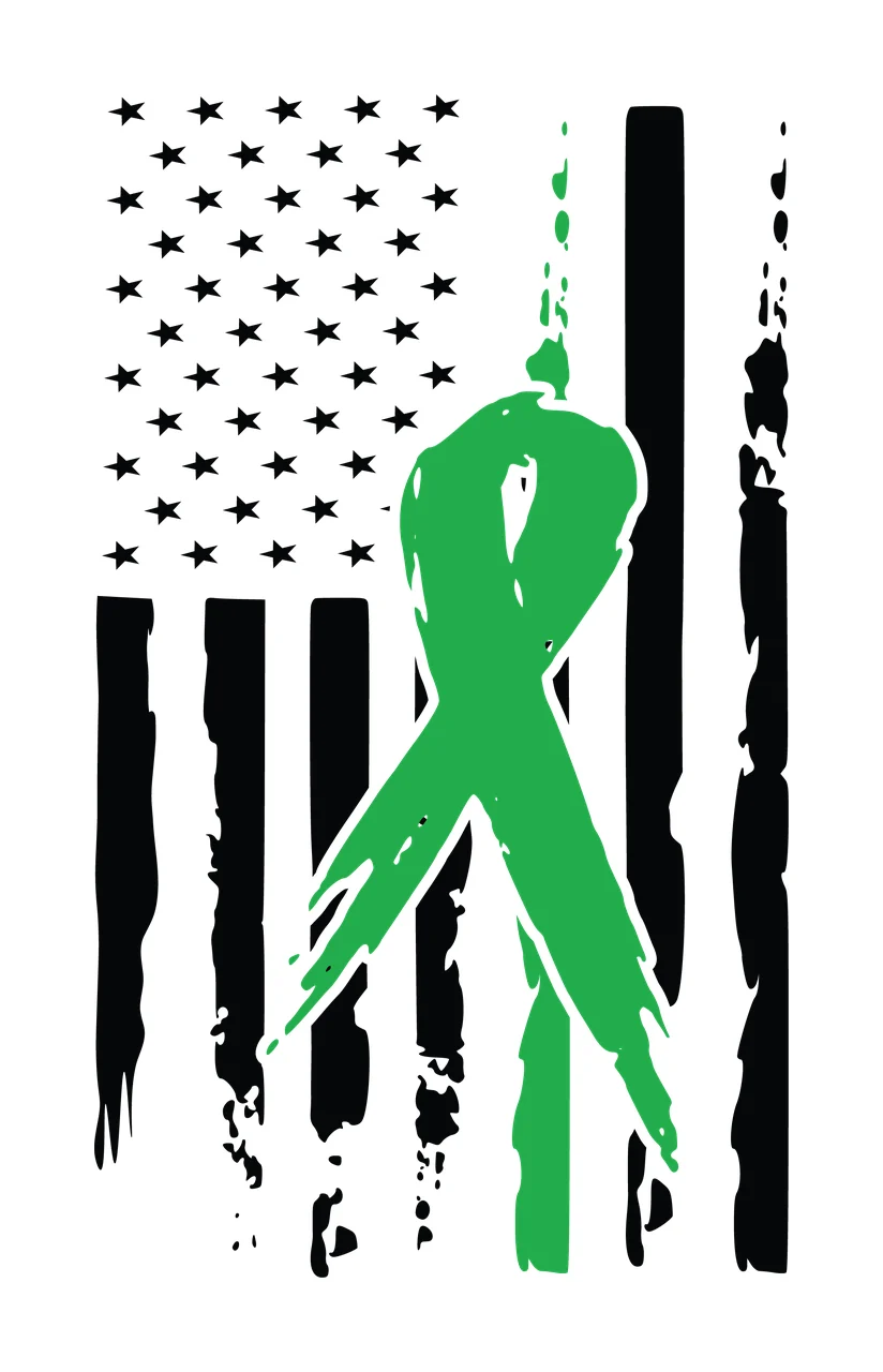 Awareness American Flag Ribbon Silhouette Design with layered