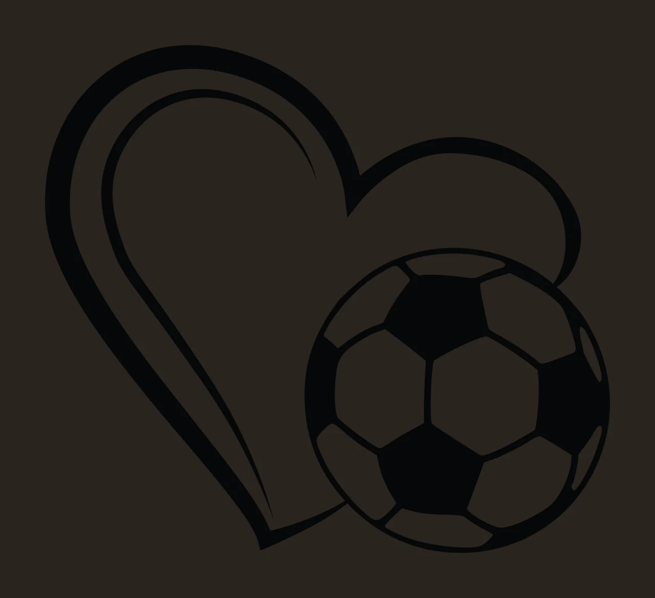 Soccer Heart Shape With Ball positioned graphic illustration contrast preview thumbnail
