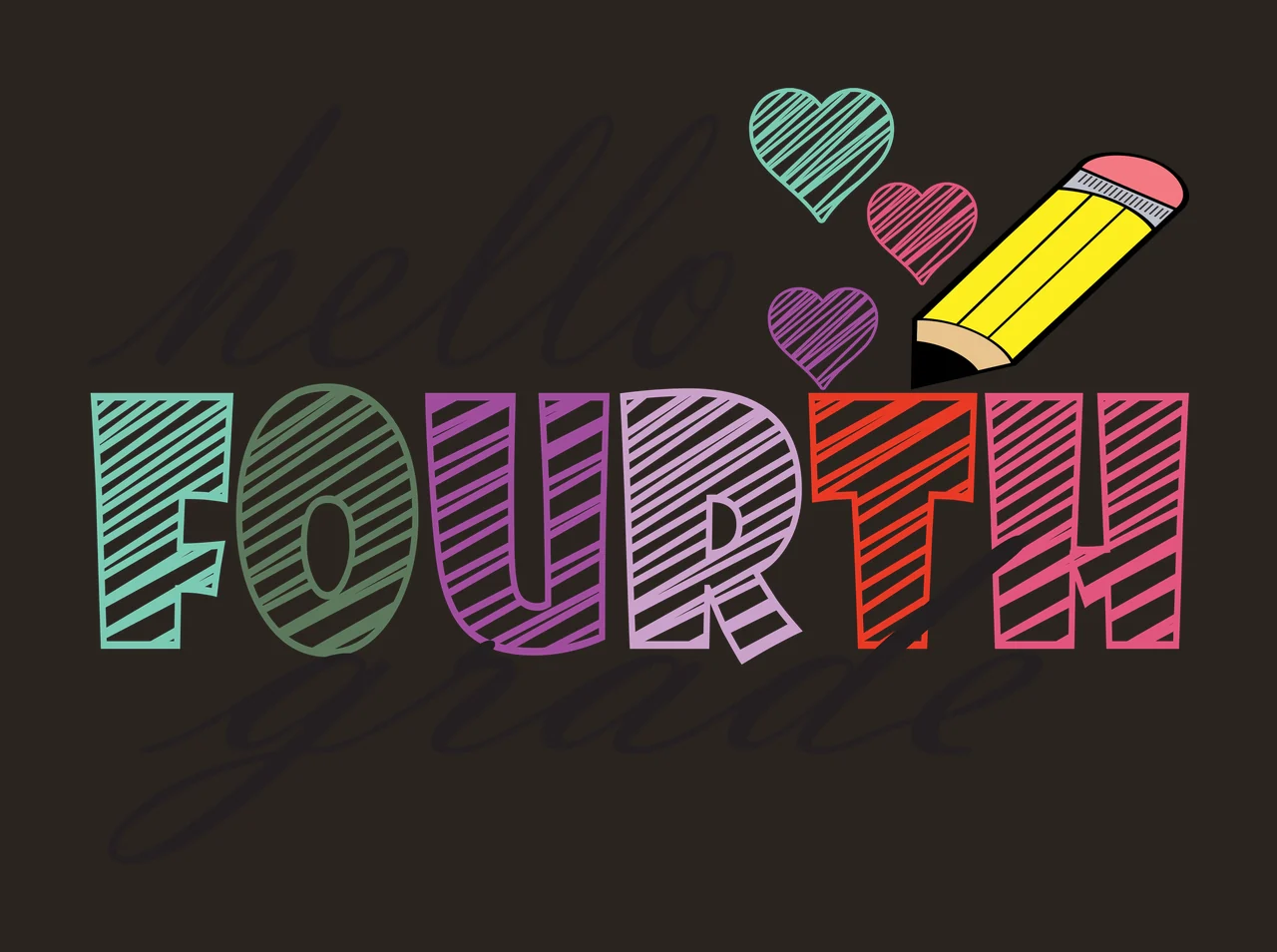 Grade Hello White Hello Fourth Grade Lettering writing heart contrast preview thumbnail