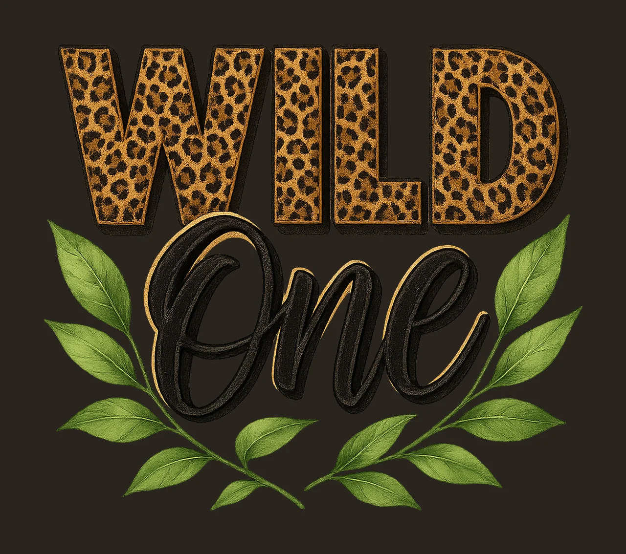 Wild One 1st Birthday Safari Jungle Watercolor Leaves Design contrast preview thumbnail