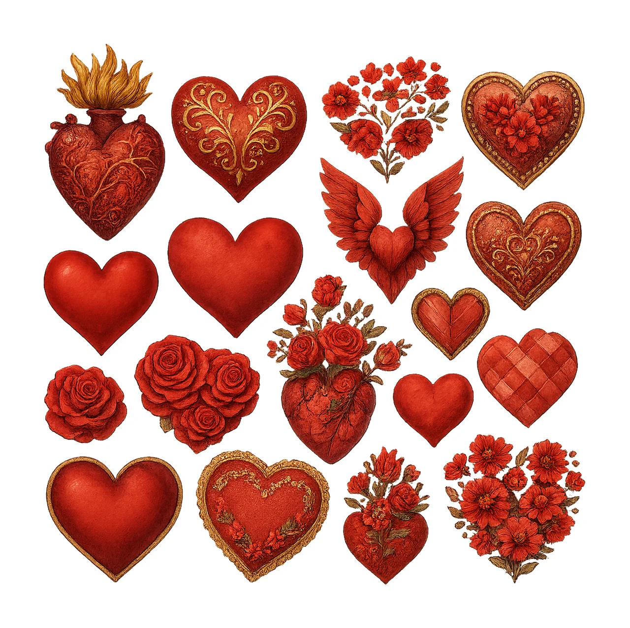 Red Hearts Clip Art Valentines Day Love Sublimation Design