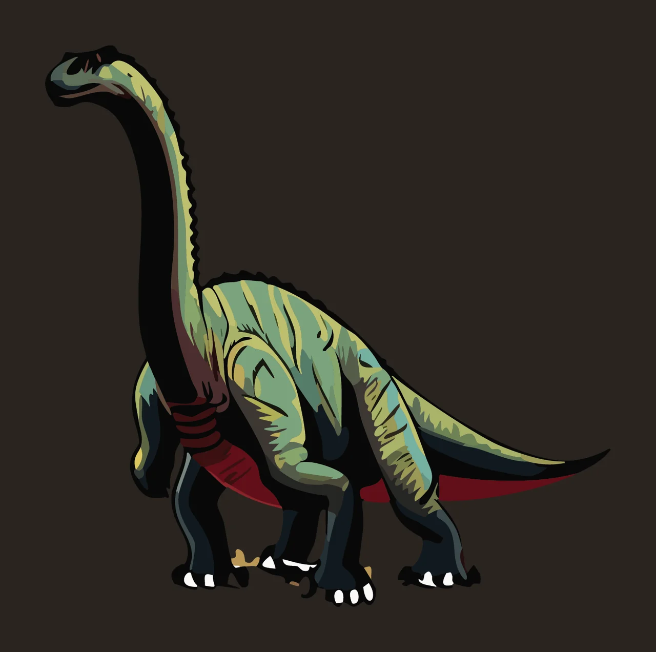 Dinosaur Brachiosaurus Black Stencil Silhouette standing long neck contrast preview thumbnail