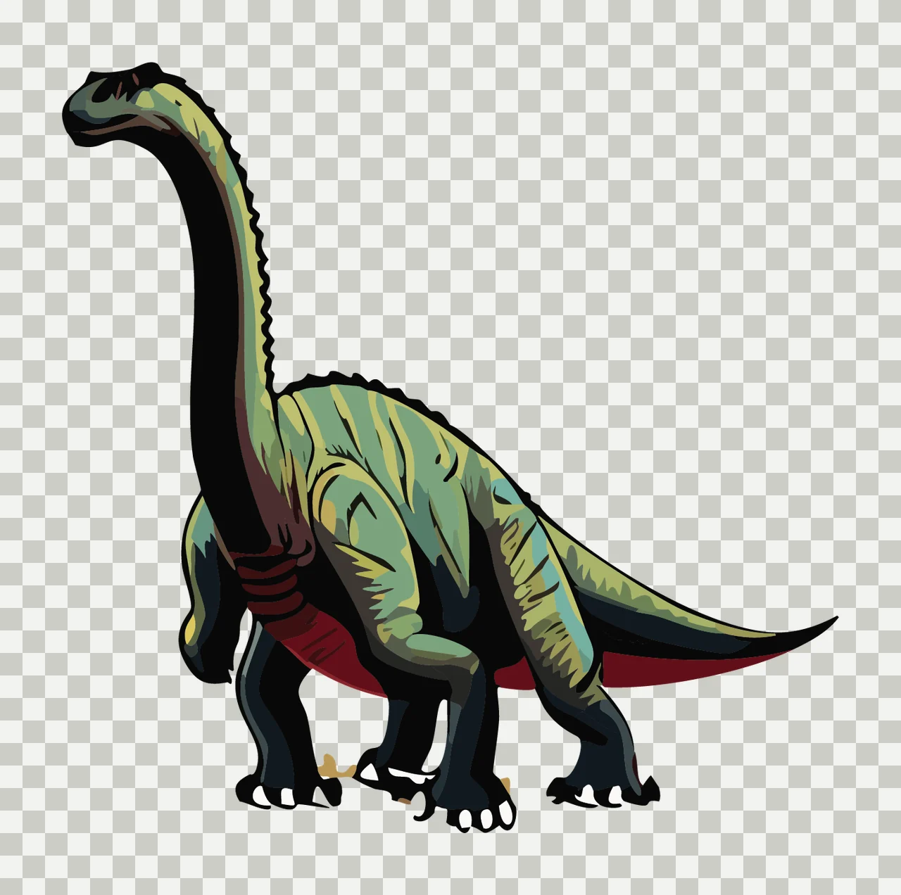 Dinosaur Brachiosaurus Black Stencil Silhouette standing long neck transparency and detail preview thumbnail