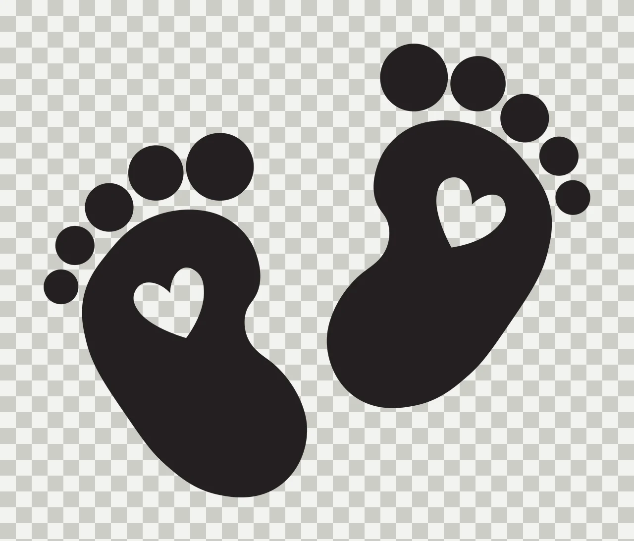 Feet Baby With Heart Cutouts mark footprints hearts silhouette graphic transparency and detail preview thumbnail