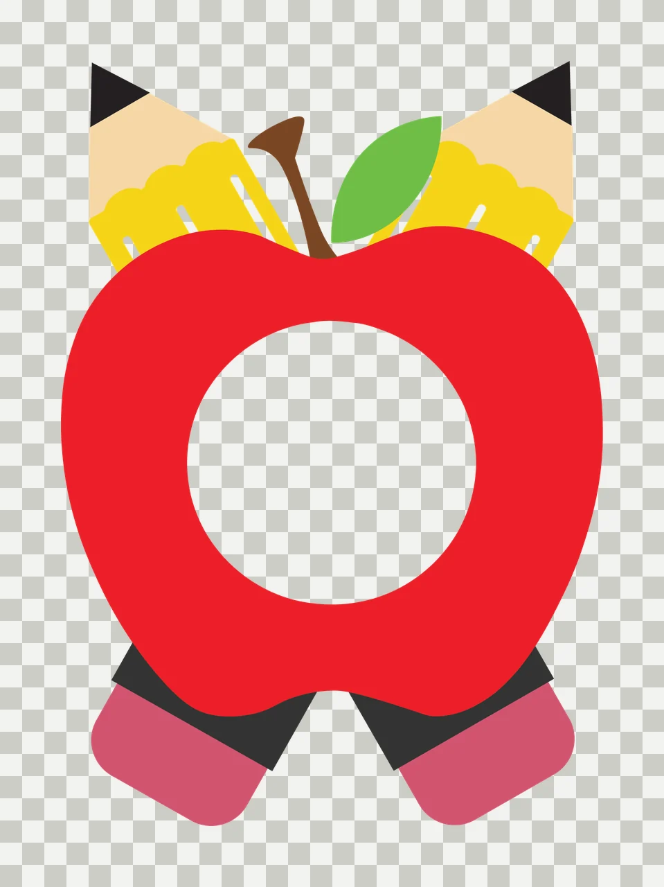 School House Silhouette Apple Frame icon black white symbol transparency and detail preview thumbnail