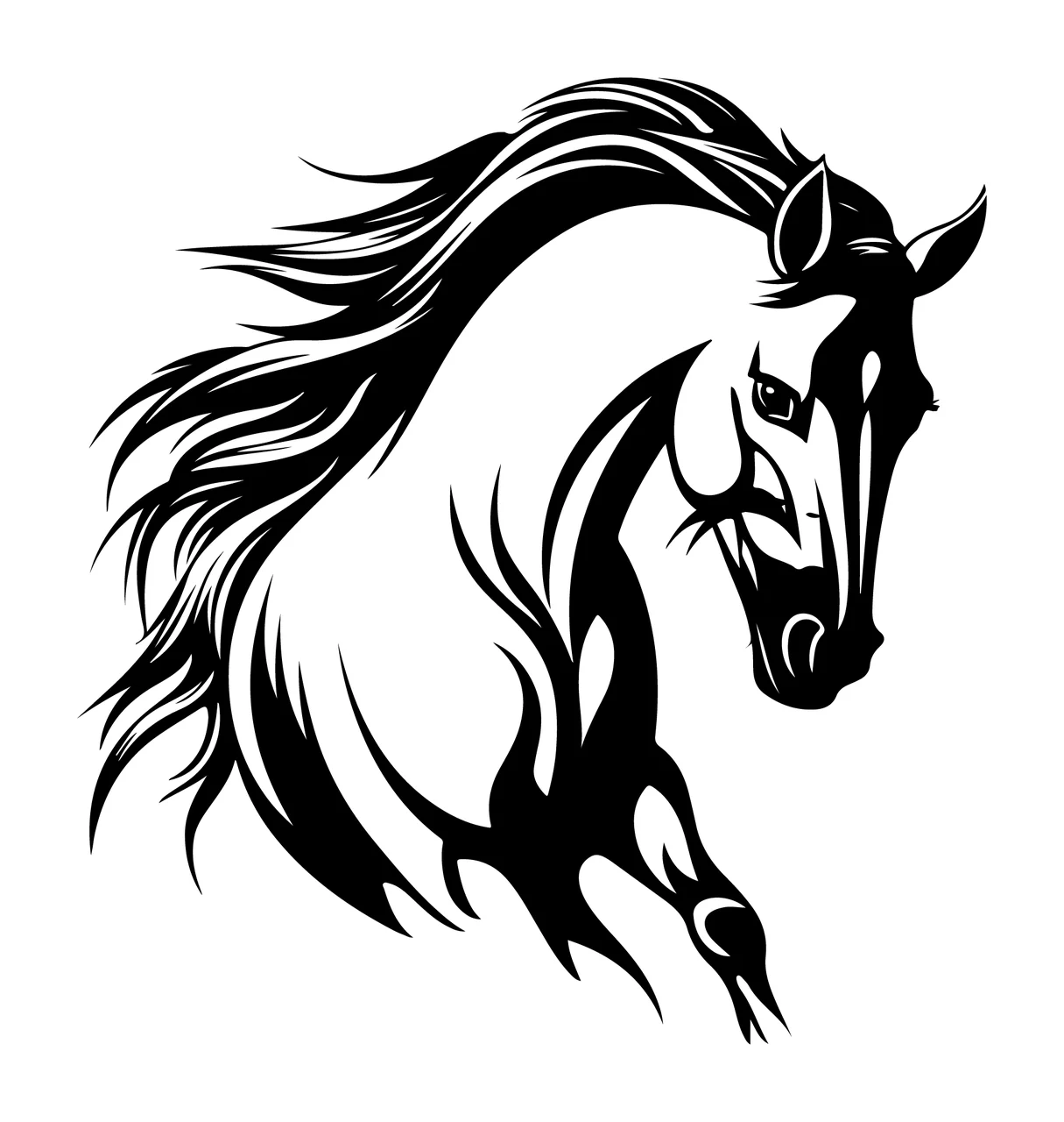Horse Head Profile Black Silhouette mane animal 1 F16