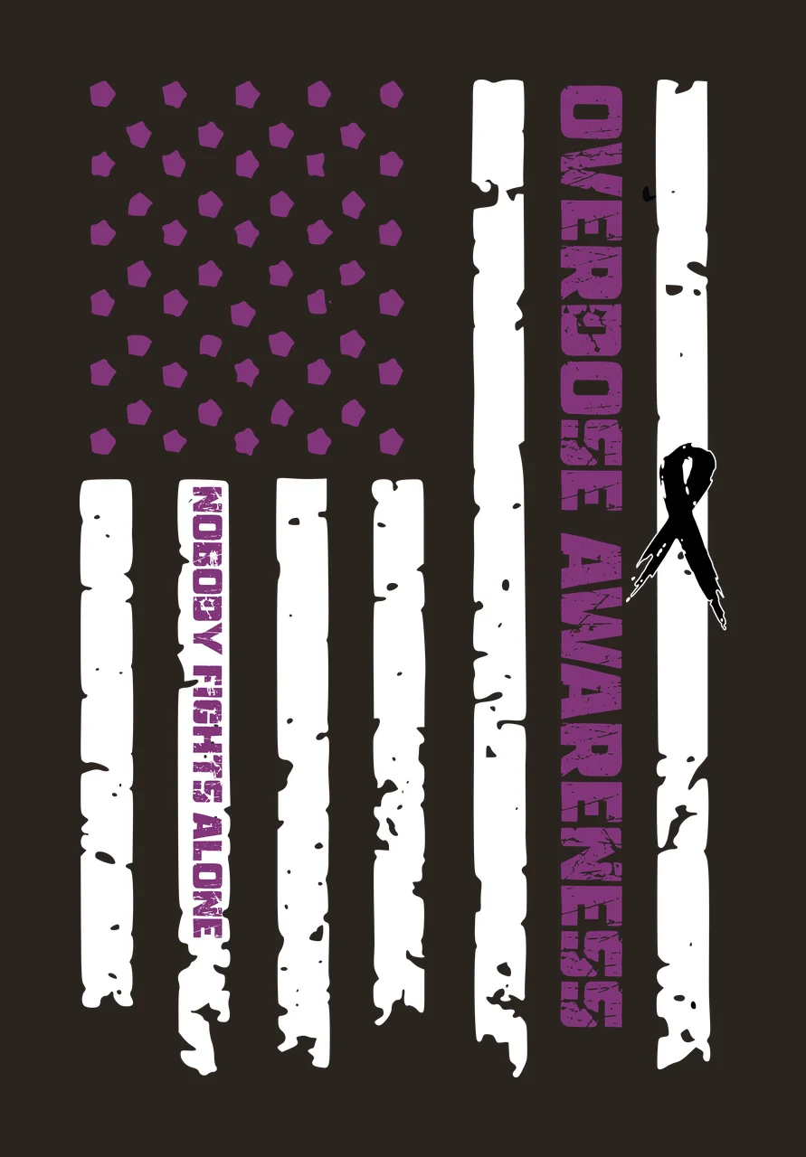 Overdose Awareness Flag Distressed Graphic displaying stars contrast preview thumbnail