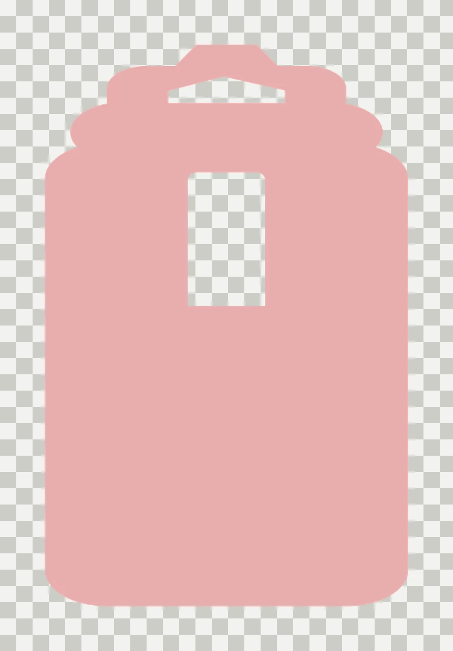 Light pink tag template with tag silhouette, hanging slot cutout, vertical rectangular cutout and rounded corners in dusty rose and white transparency and detail preview thumbnail