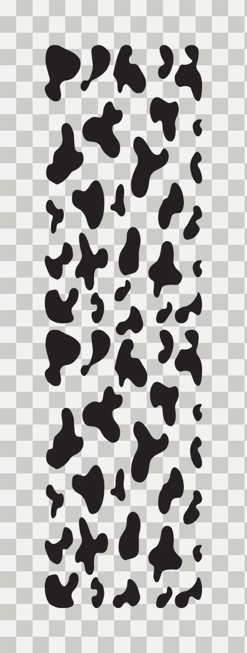 Cow print pattern Illustration with black spots, organic shapes and white background transparency and detail preview thumbnail
