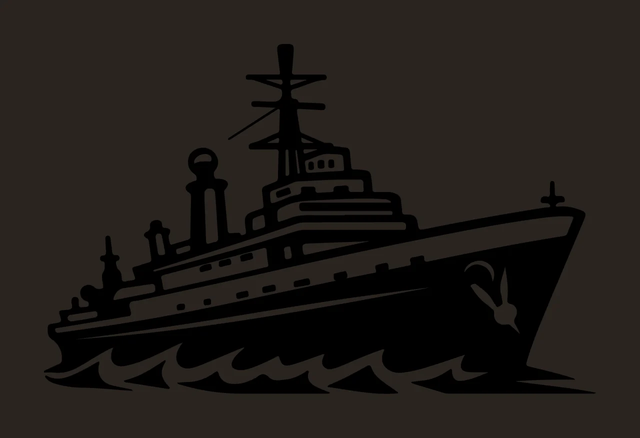 Ship Sailing On Waves Black Illustration mast anchor white contrast preview thumbnail