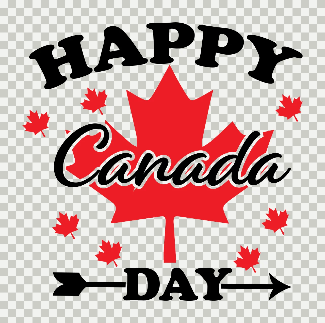 Canada Maple Leaf Graphic celebratory arrow leaves black white transparency and detail preview thumbnail