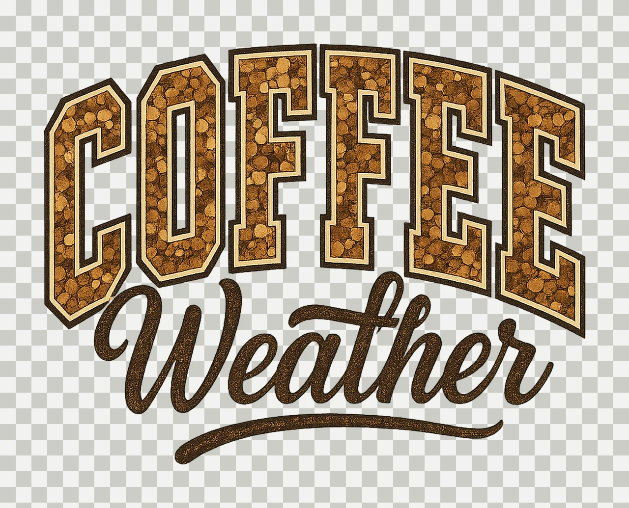 Retro coffee weather glitter coffee sublimation shirt design transparency and detail preview thumbnail