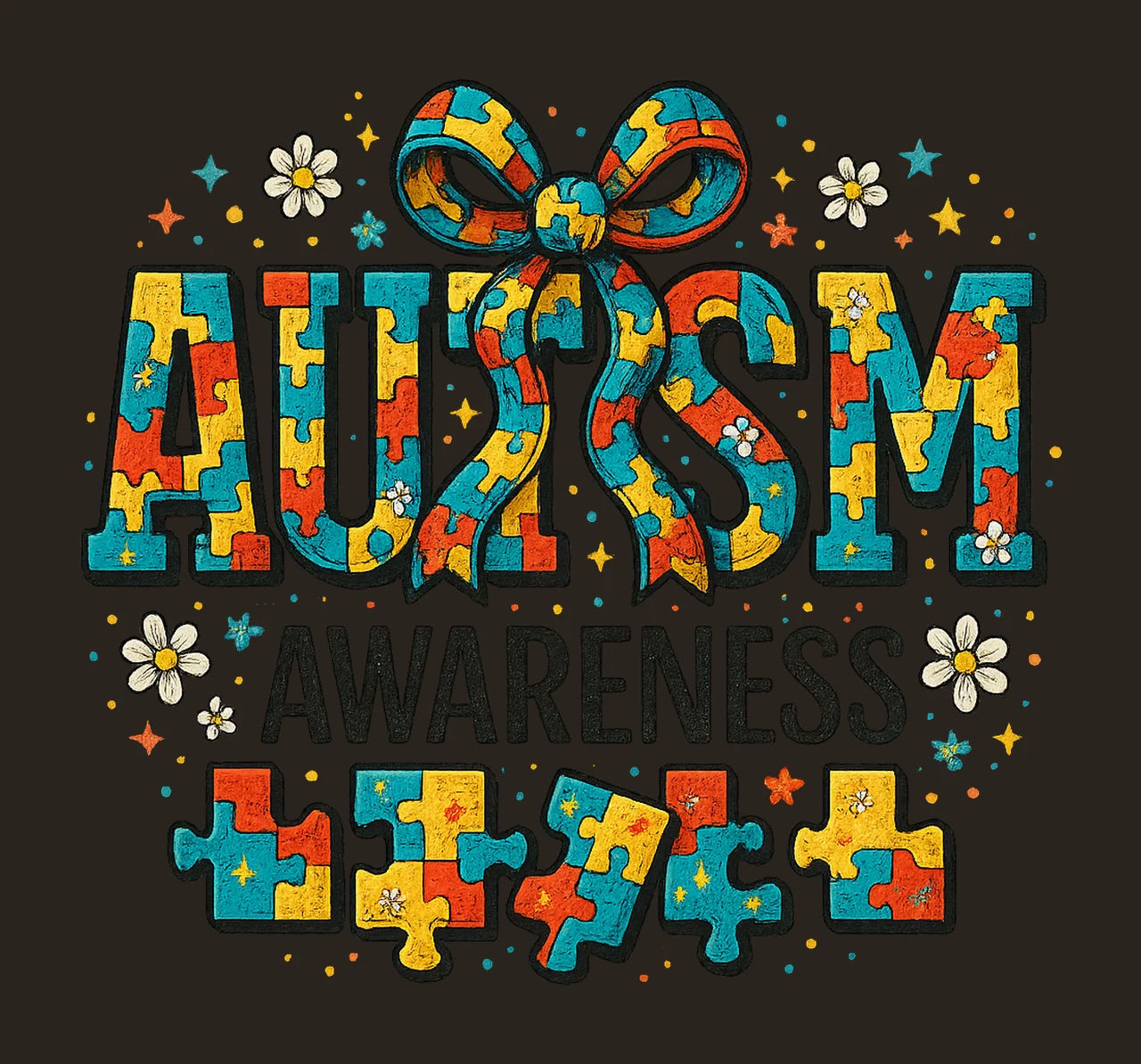 Checkered Autism Awareness Coquette Autism Bow Design contrast preview thumbnail