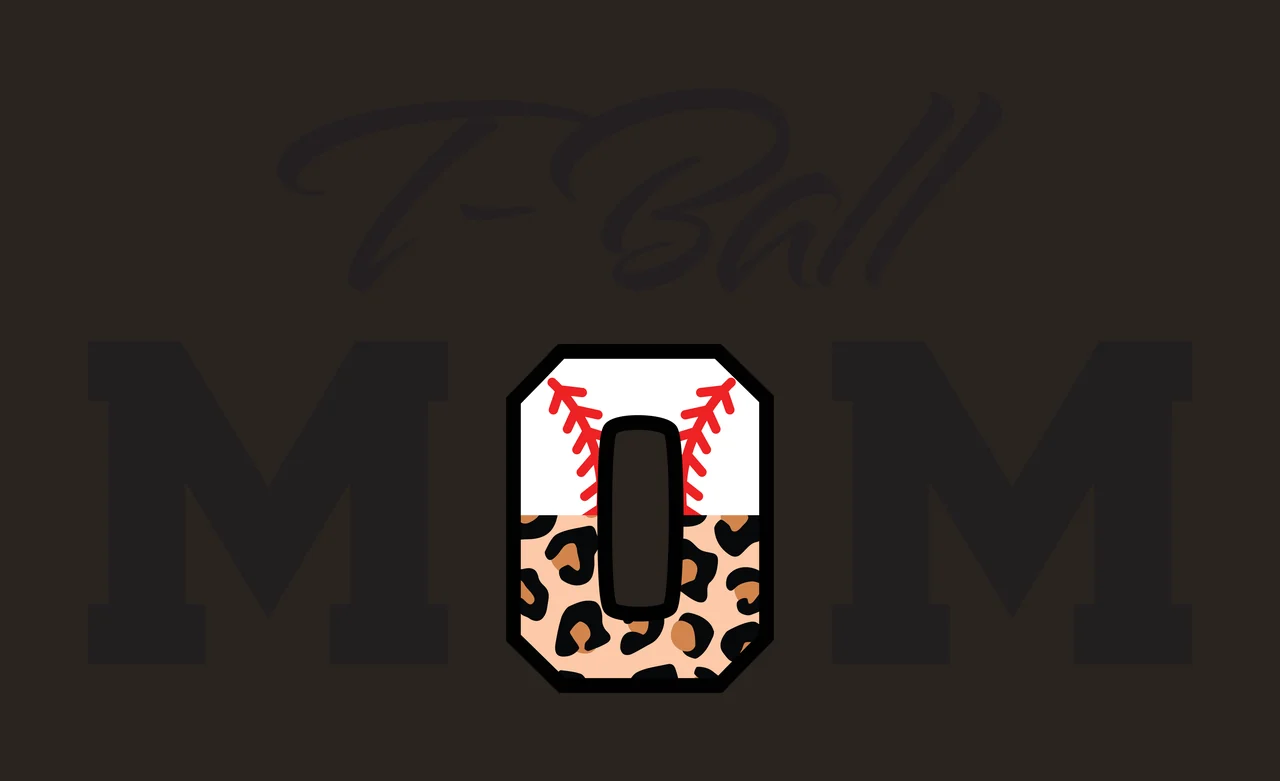 T-Ball MOM T-Ball MOM Design with T-Ball text, baseball with red stitching, leopard print pattern and black lettering in beige contrast preview thumbnail
