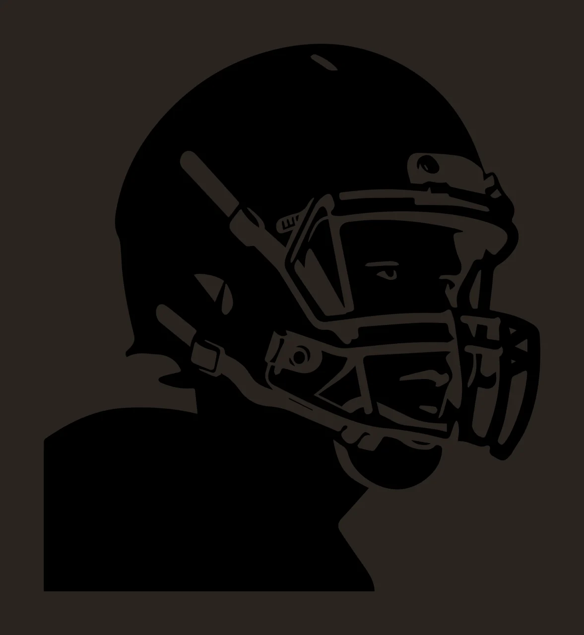Football Helmet Side Profile Silhouette face mask strap black contrast preview thumbnail