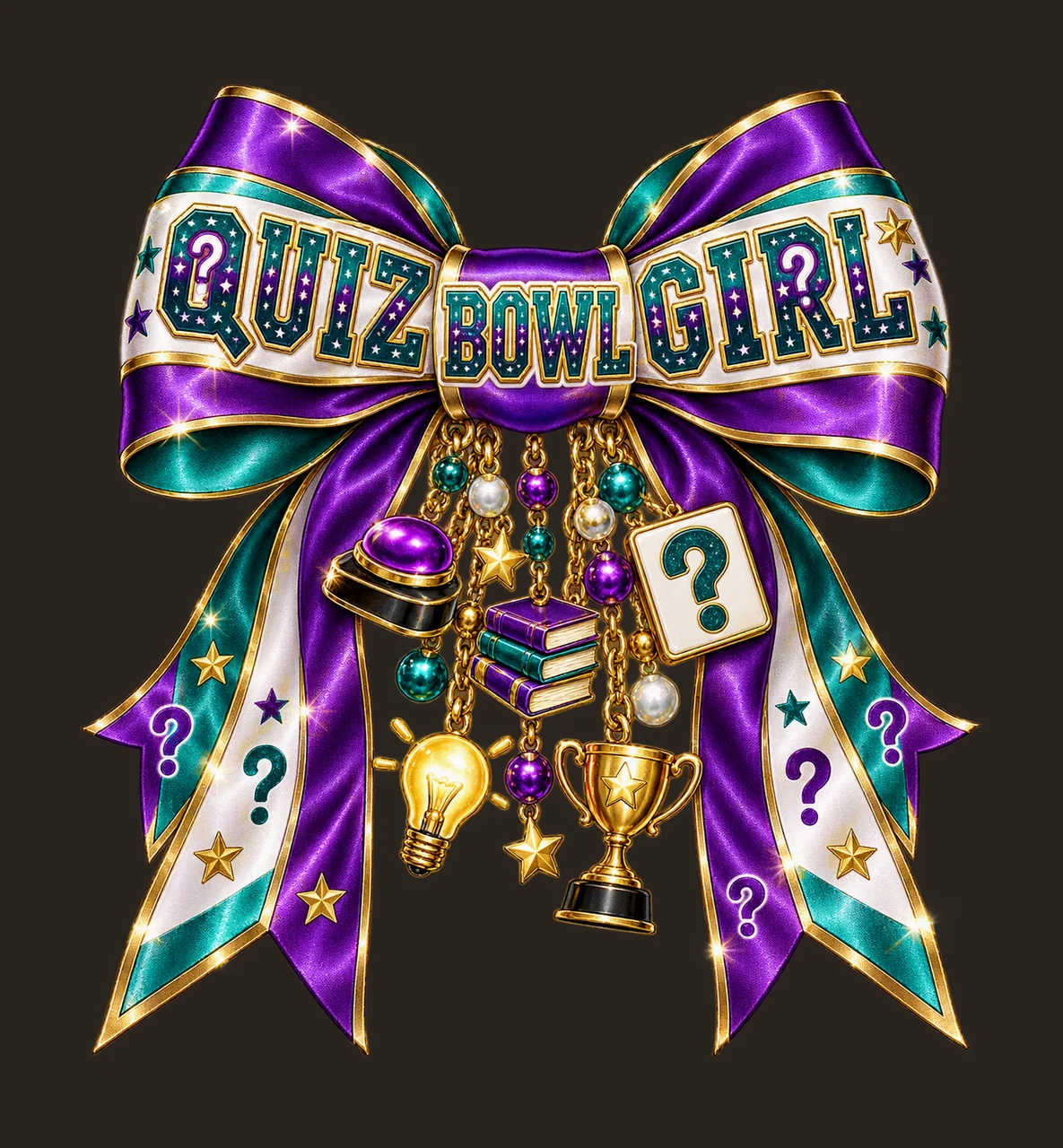 Quiz Bowl Girl Bow Charm PNG, Coquette Ribbon Sublimation, Transparent Digital Download contrast preview thumbnail