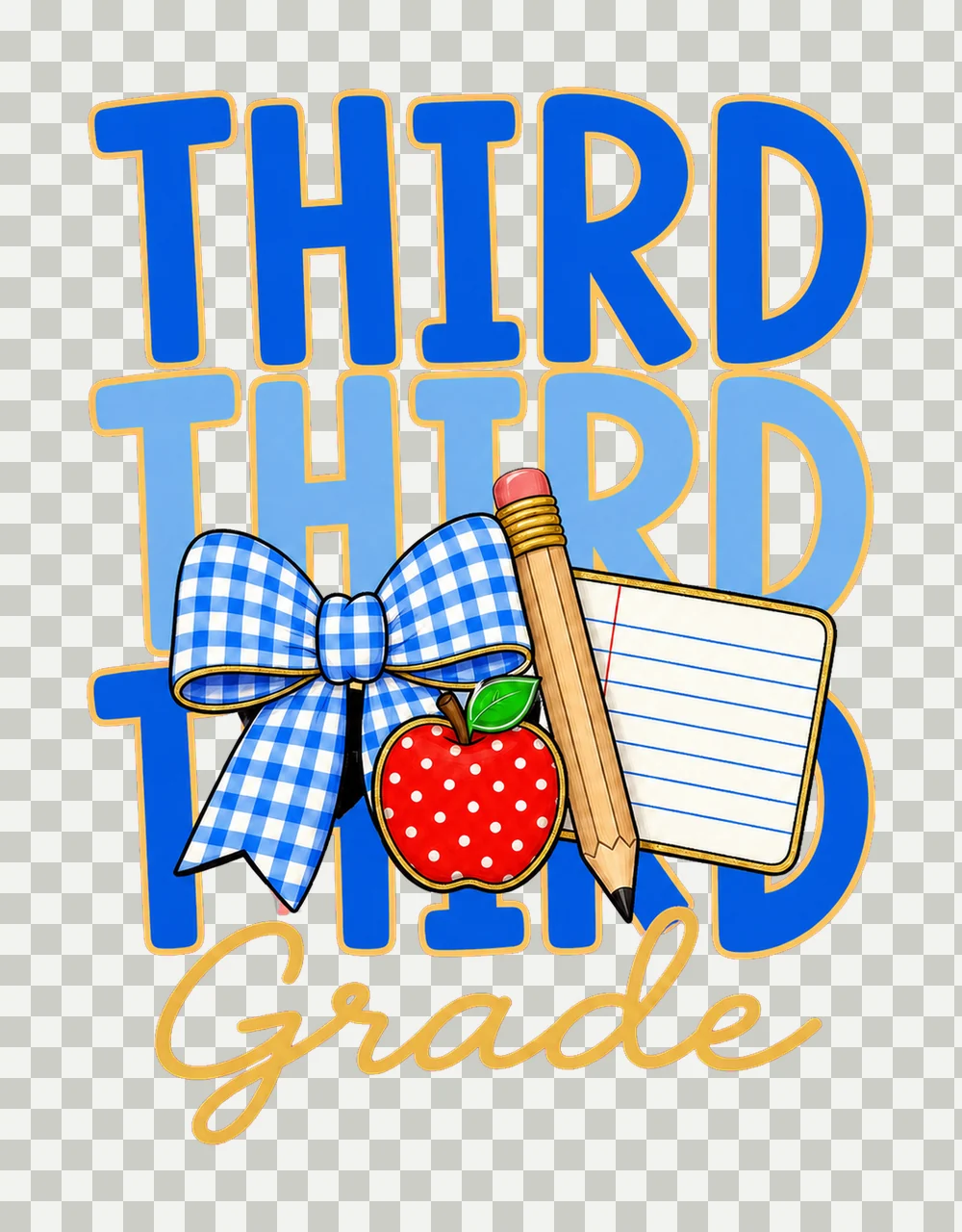 Preppy Teacher Blue Gingham Grade Series Variation B transparency and detail preview thumbnail
