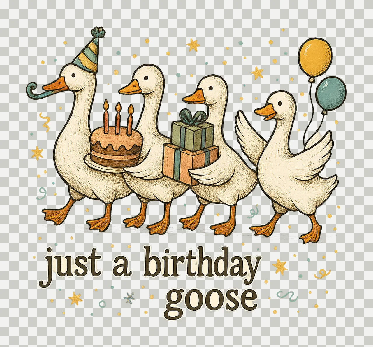 Birthday Goose Funny Goose Sublimation Cute Party Animal transparency and detail preview thumbnail