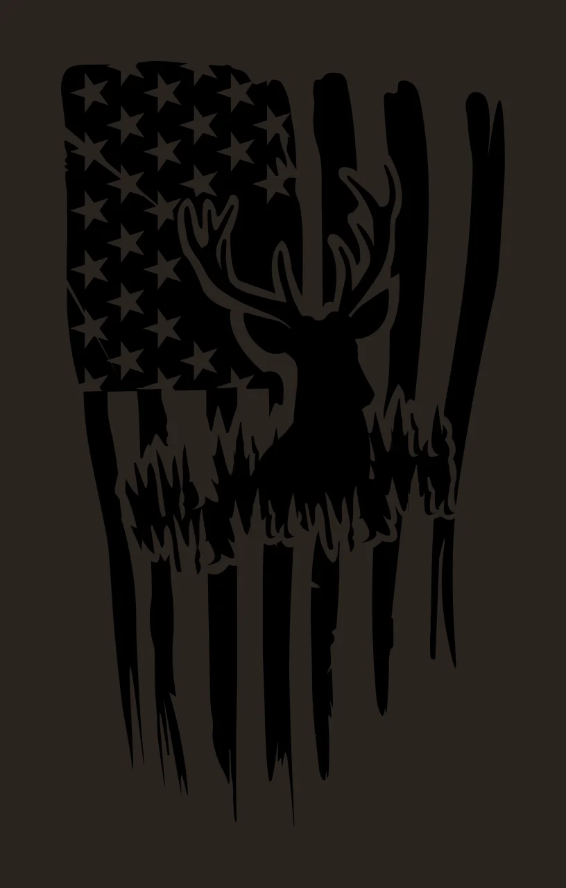 Deer Head Over Flag Silhouette superimposed antlers stripes contrast preview thumbnail