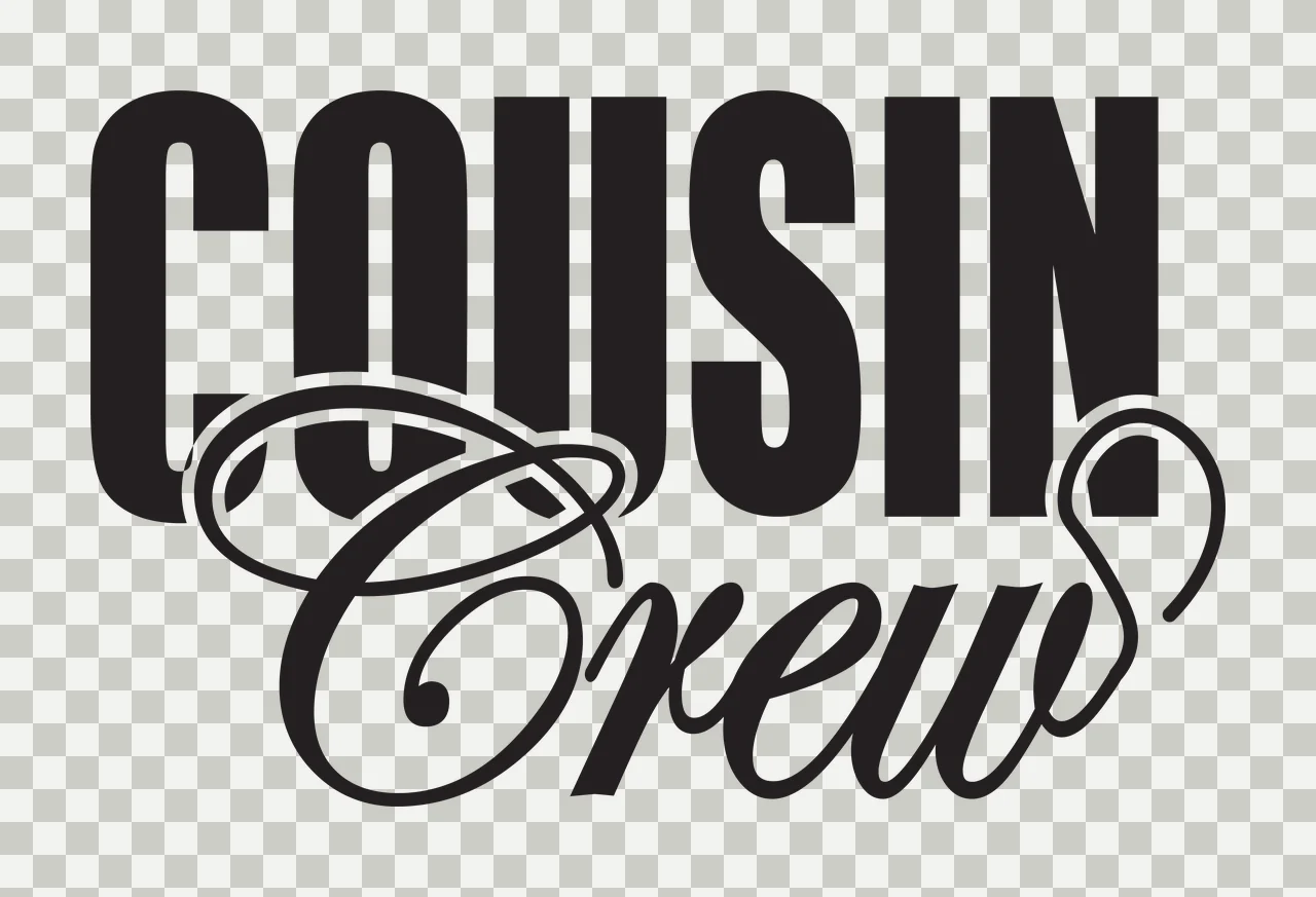 Cousin Crew Text Design With Bold And Script Displaying letters transparency and detail preview thumbnail