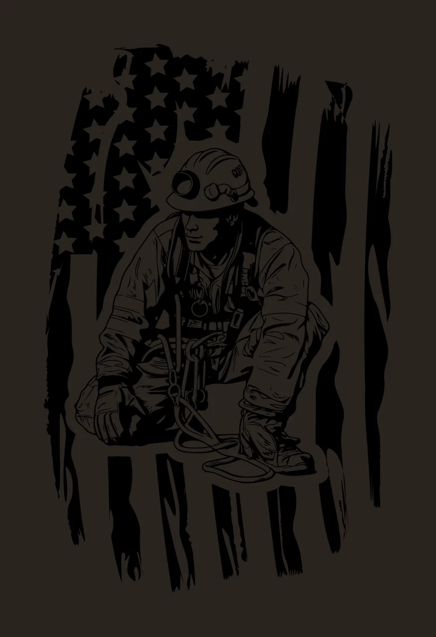Worker Silhouette Against American Flag Background figure and contrast preview thumbnail