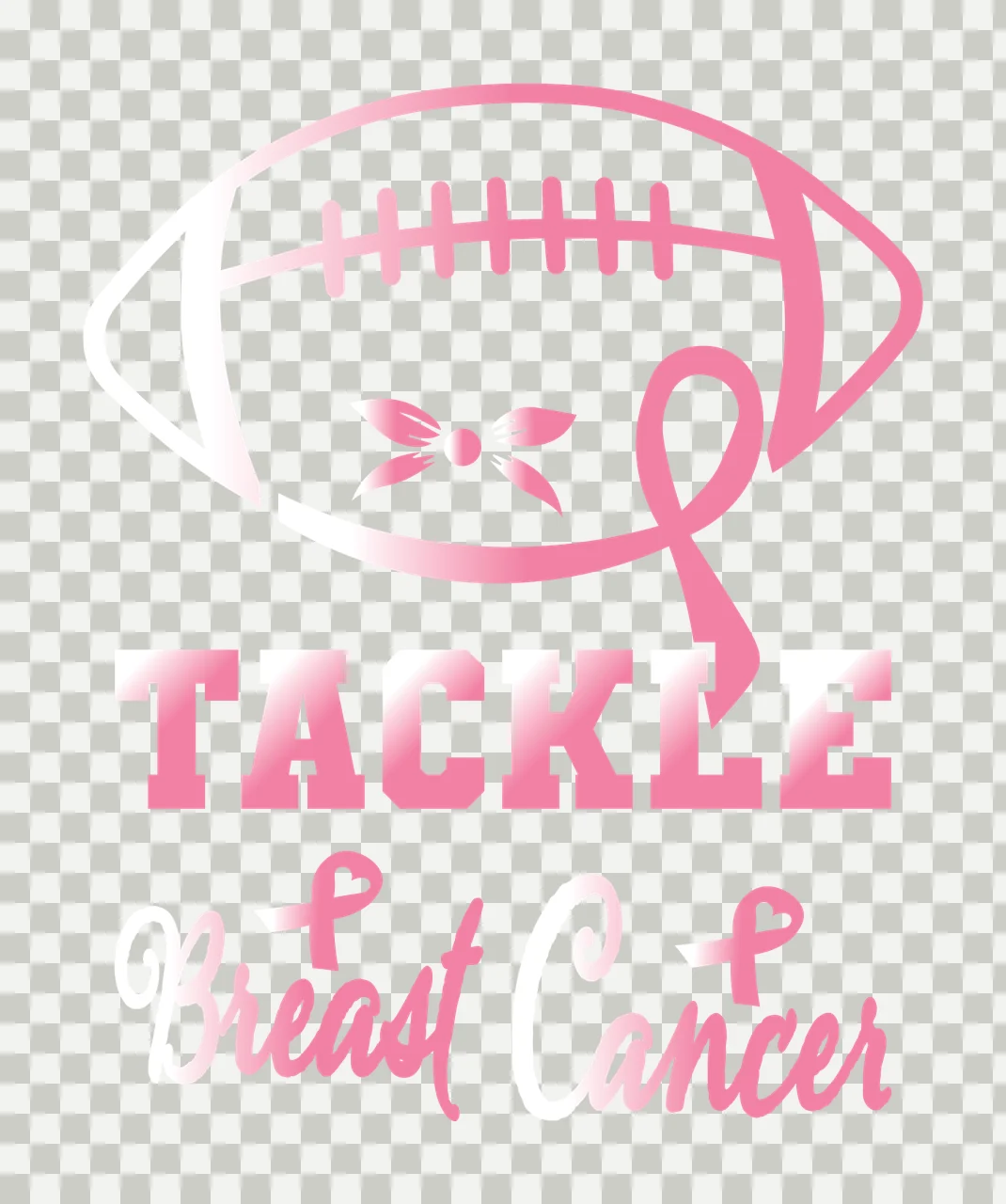 Tackle Breast Cancer Ribbon Football Graphic black white support transparency and detail preview thumbnail
