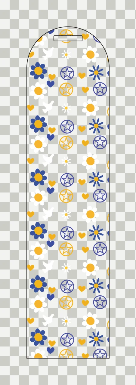 Floral Pattern Vertical Luggage Tag flowers hearts doves stars transparency and detail preview thumbnail