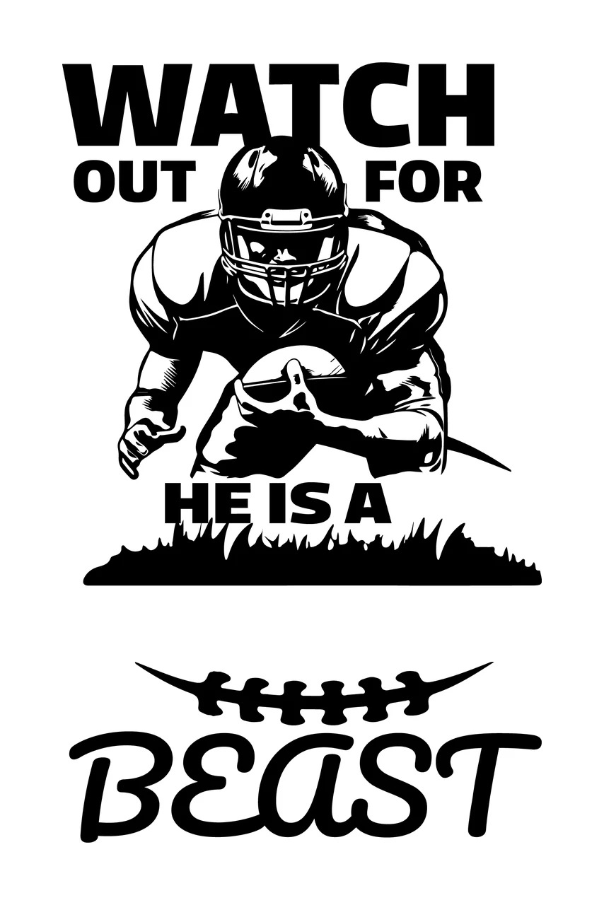 Watch Out For He Is A Beast football player running grass black