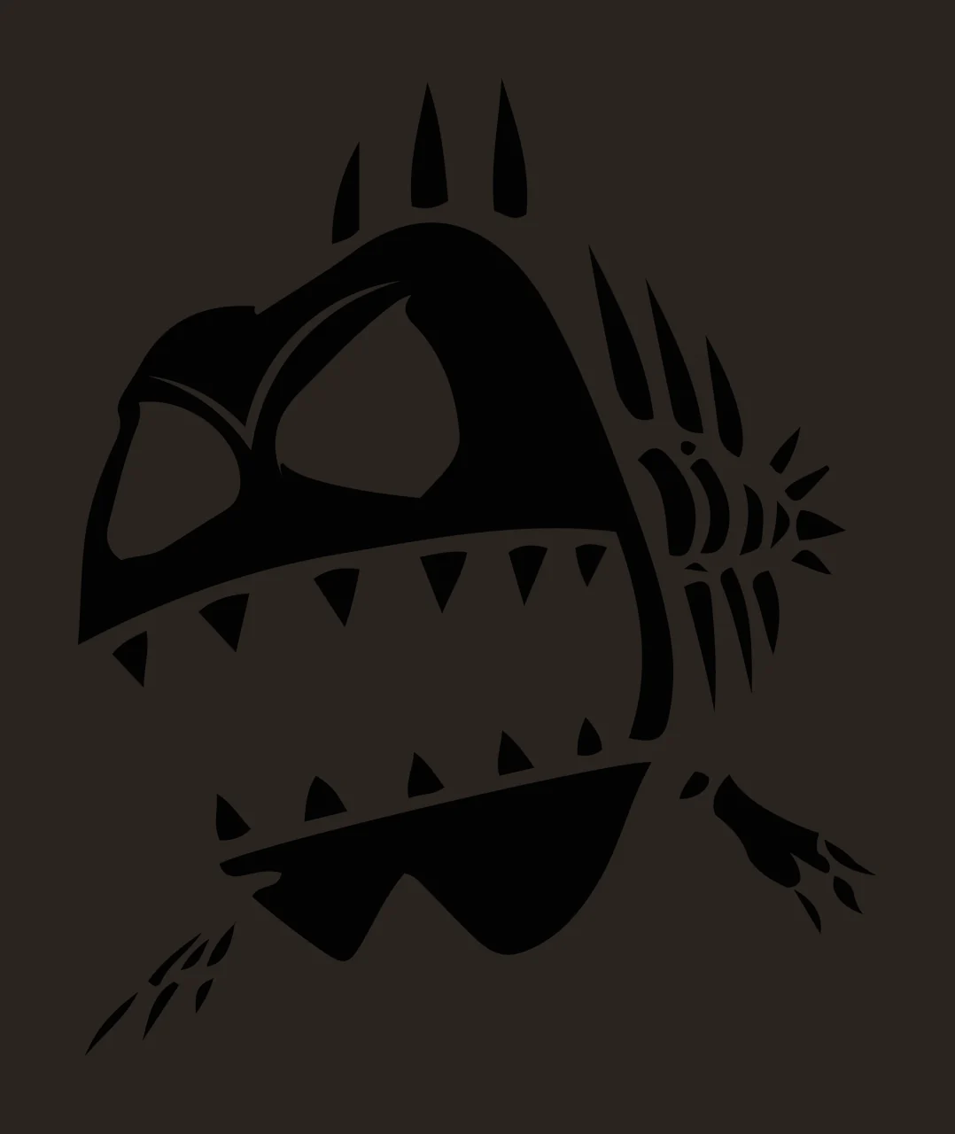 Bones Black Stylized Skeletal Fish Head With Large grimacing contrast preview thumbnail