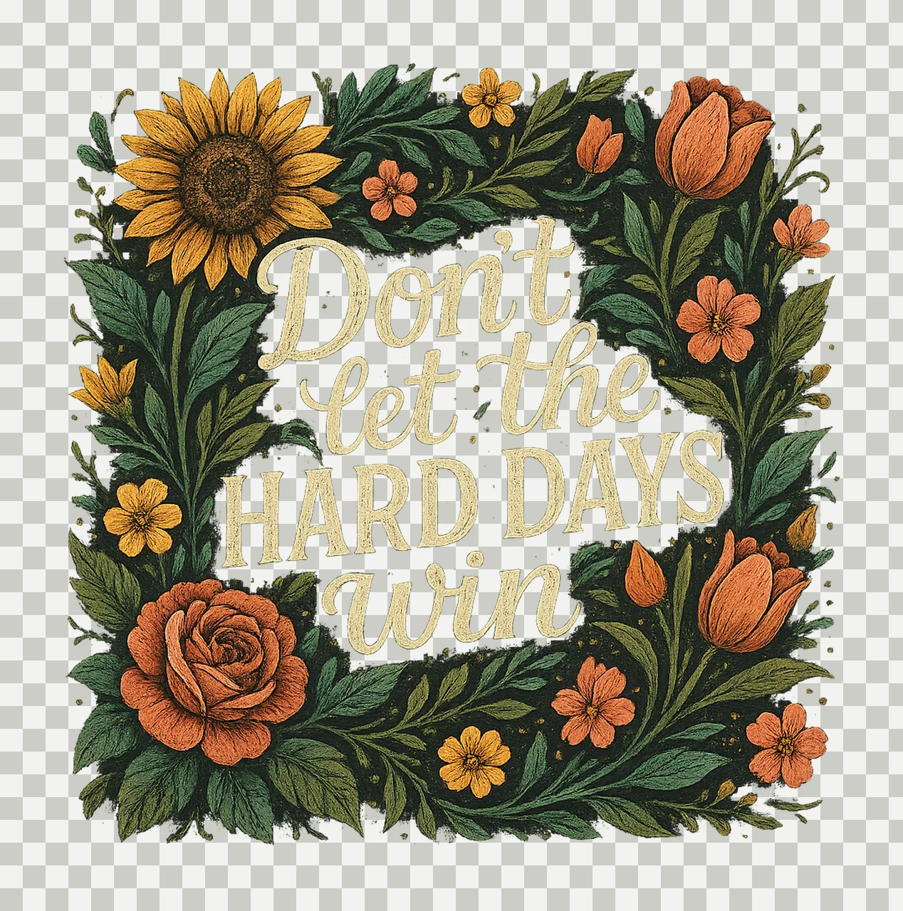 Dont Let the Hard Days Win Hippie Inspirational Affirmations transparency and detail preview thumbnail