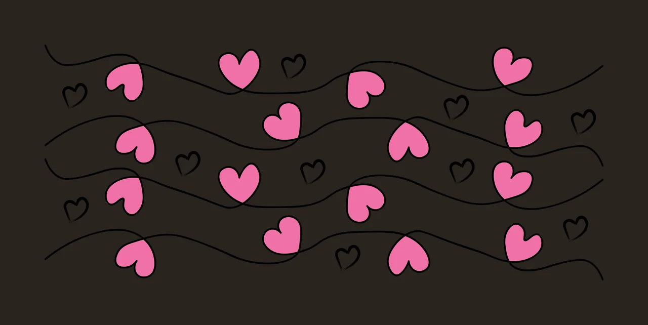 Hearts Can Glass Wrap Black Heart Outlines pattern wavy line contrast preview thumbnail