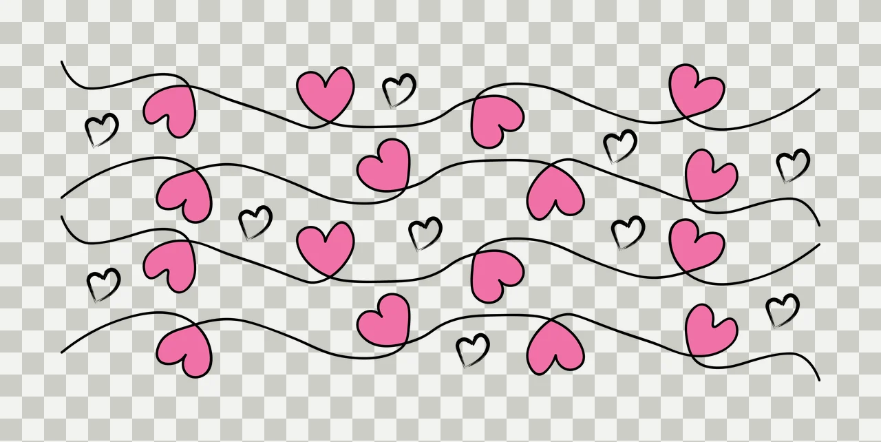 Hearts Can Glass Wrap Black Heart Outlines pattern wavy line transparency and detail preview thumbnail